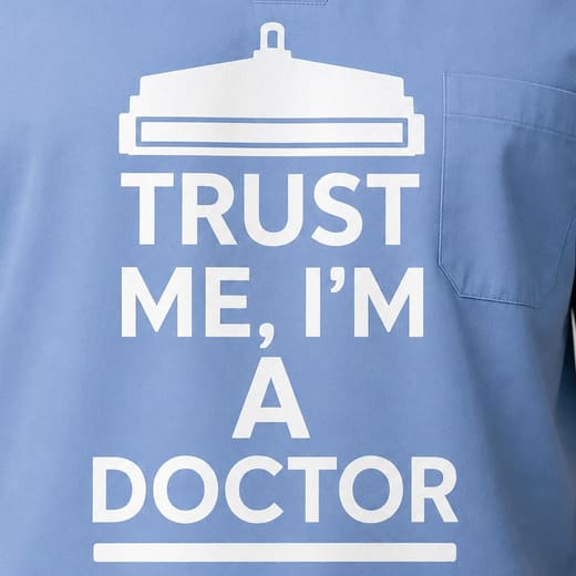 Tricou cu sloganul „Trust me I'm the Doctor”